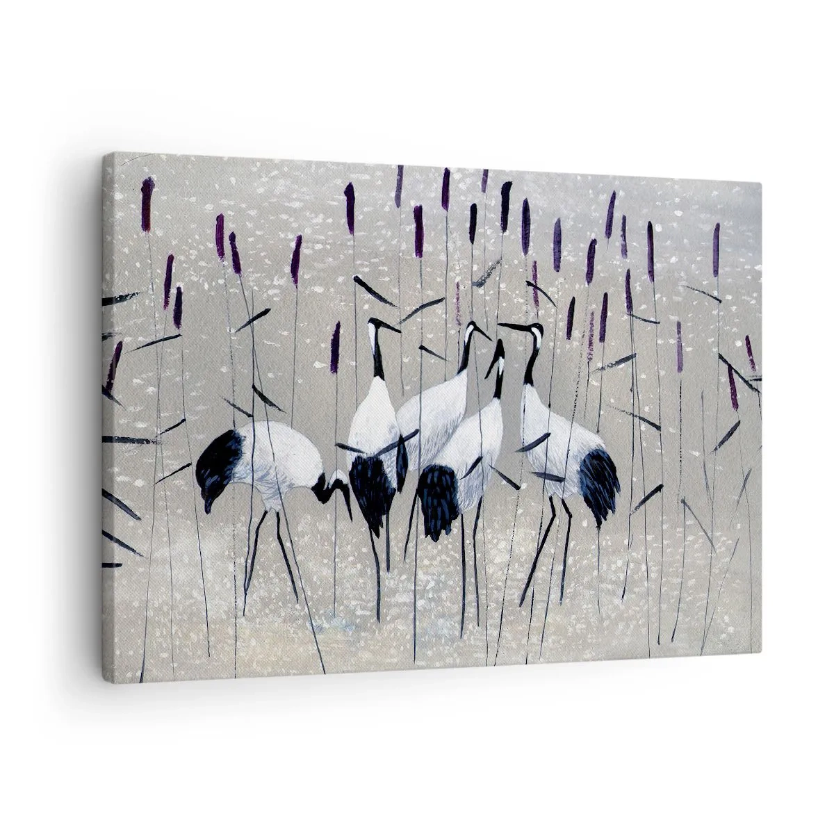 Tablou pe pânză Canvas - Stârci în iarbă pe un fundal liniștit - 70x50cm - Printre ai tăi - Decorațiune modernă pentru perete pentru living și dormitor ARTTOR