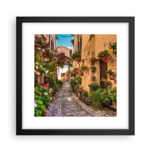 Poster în ramă neagră - Străduță italiană - 30x30 cm