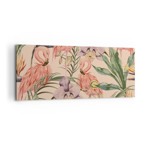 Tablou pe pânză - Balet floral roz - 100x40 cm