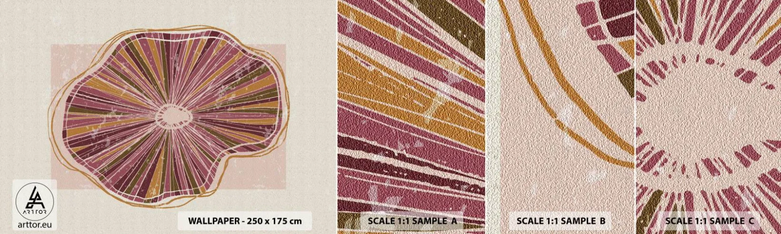 Mostră de Tapet Standard Eco - Abstracția radială - Boho, Minimalism, Abstracția - 100x30 cm