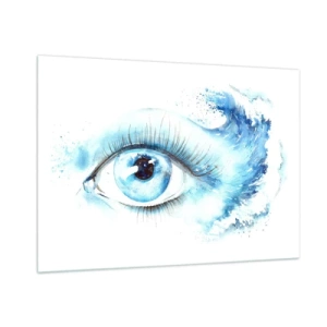 Tablou pe sticlă - Scufundă-te în albastrul privirii - 100x70 cm
