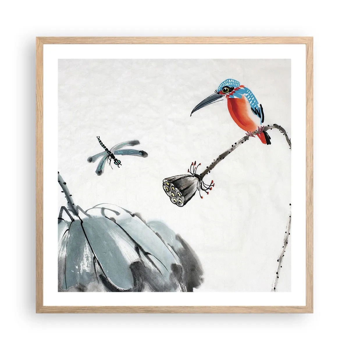 Poster în ramă de stejar deschis - Viața de pajiște - 60x60 cm