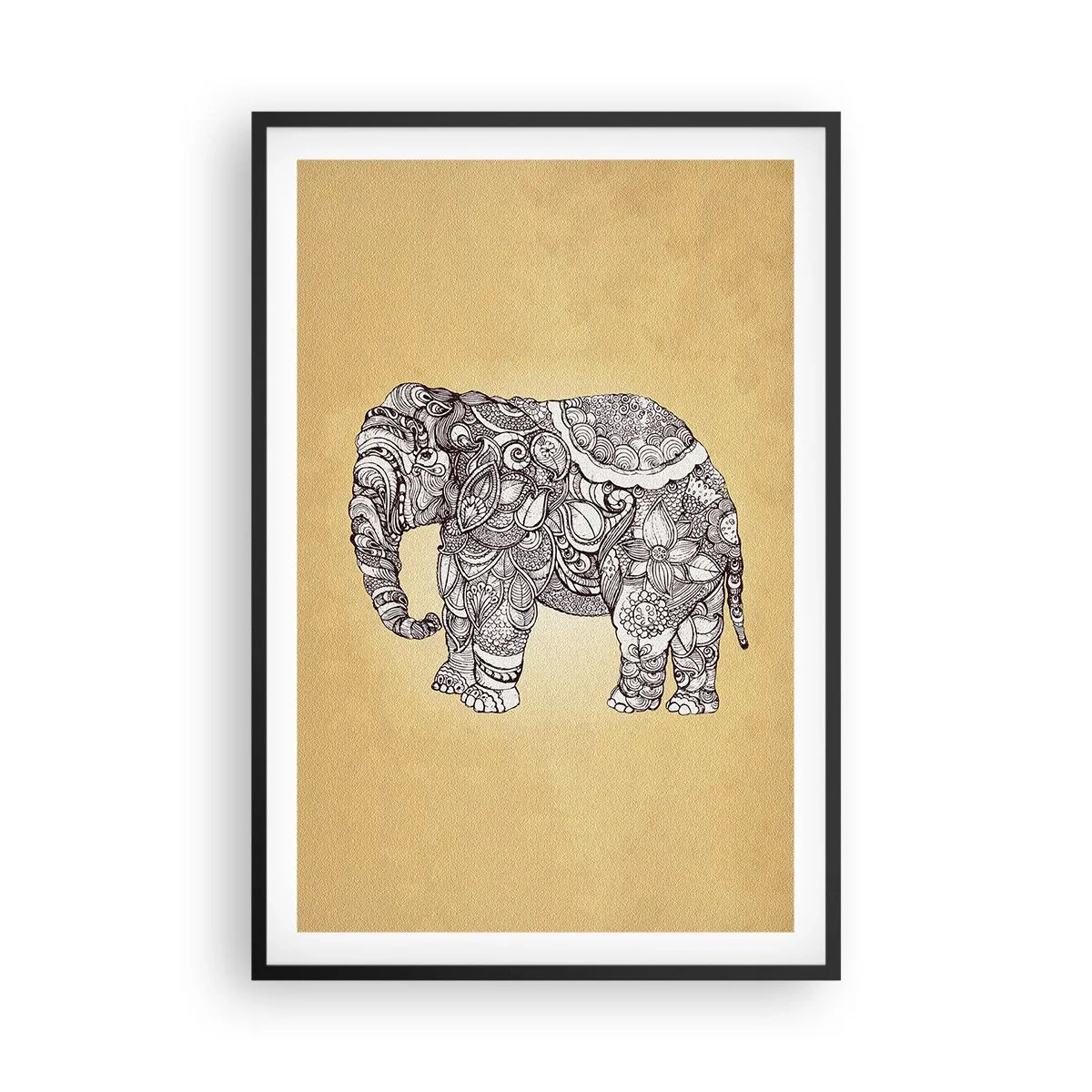 Poster în ramă neagră - Elefantul oriental - 61x91 cm