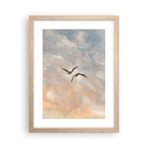 Poster în ramă de stejar deschis - Dansul cerului - 30x40 cm