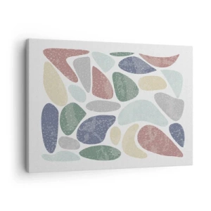 Tablou pe pânză Canvas - Forme organice colorate pe un fundal alb - 70x50cm - Un mozaic de culori pudrate - Decorațiune modernă pentru perete pentru living și dormitor ARTTOR