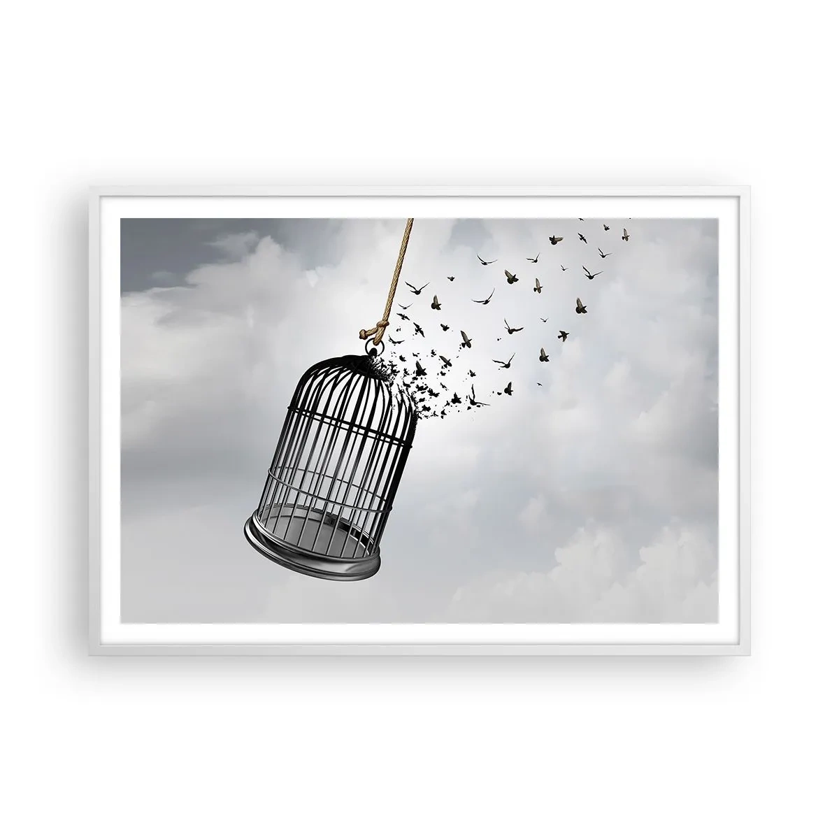 Poster în ramă albă - Credință...Speranță...Libertate! - 100x70 cm