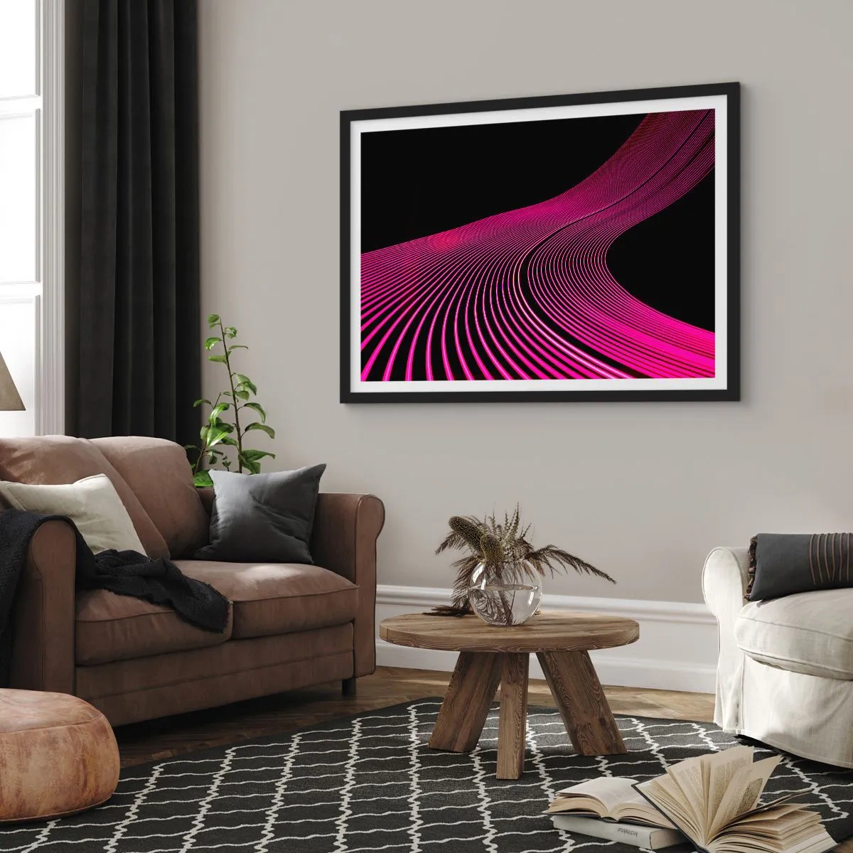 Poster în ramă neagră - Bulevardul de lumină - 70x50 cm