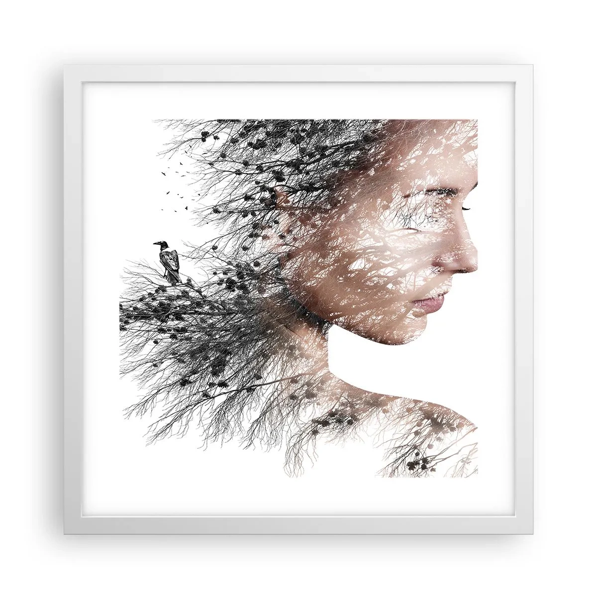Poster în ramă albă - Spiritul pădurii - 40x40 cm