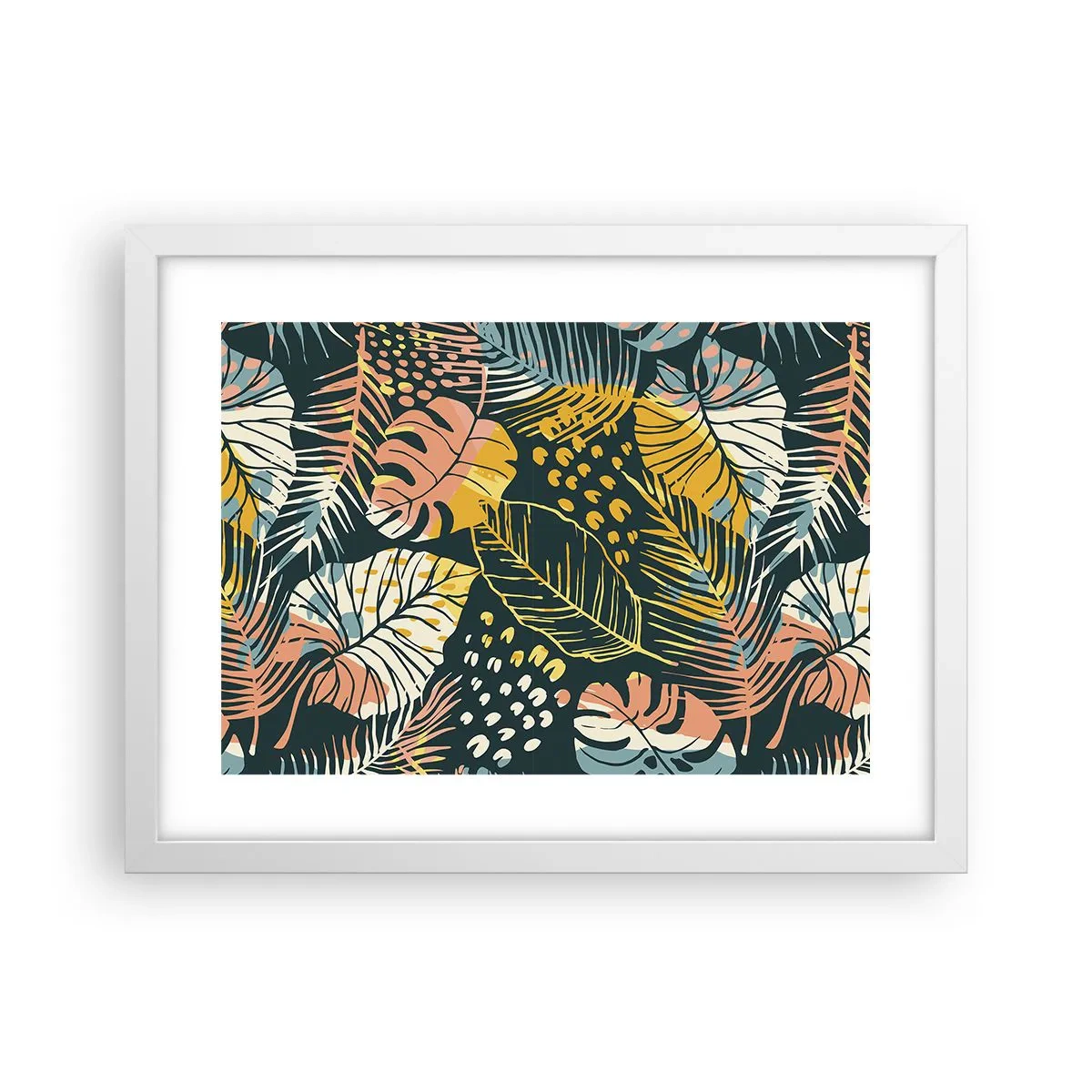 Poster în ramă albă - Fantezie cu frunze - 40x30 cm
