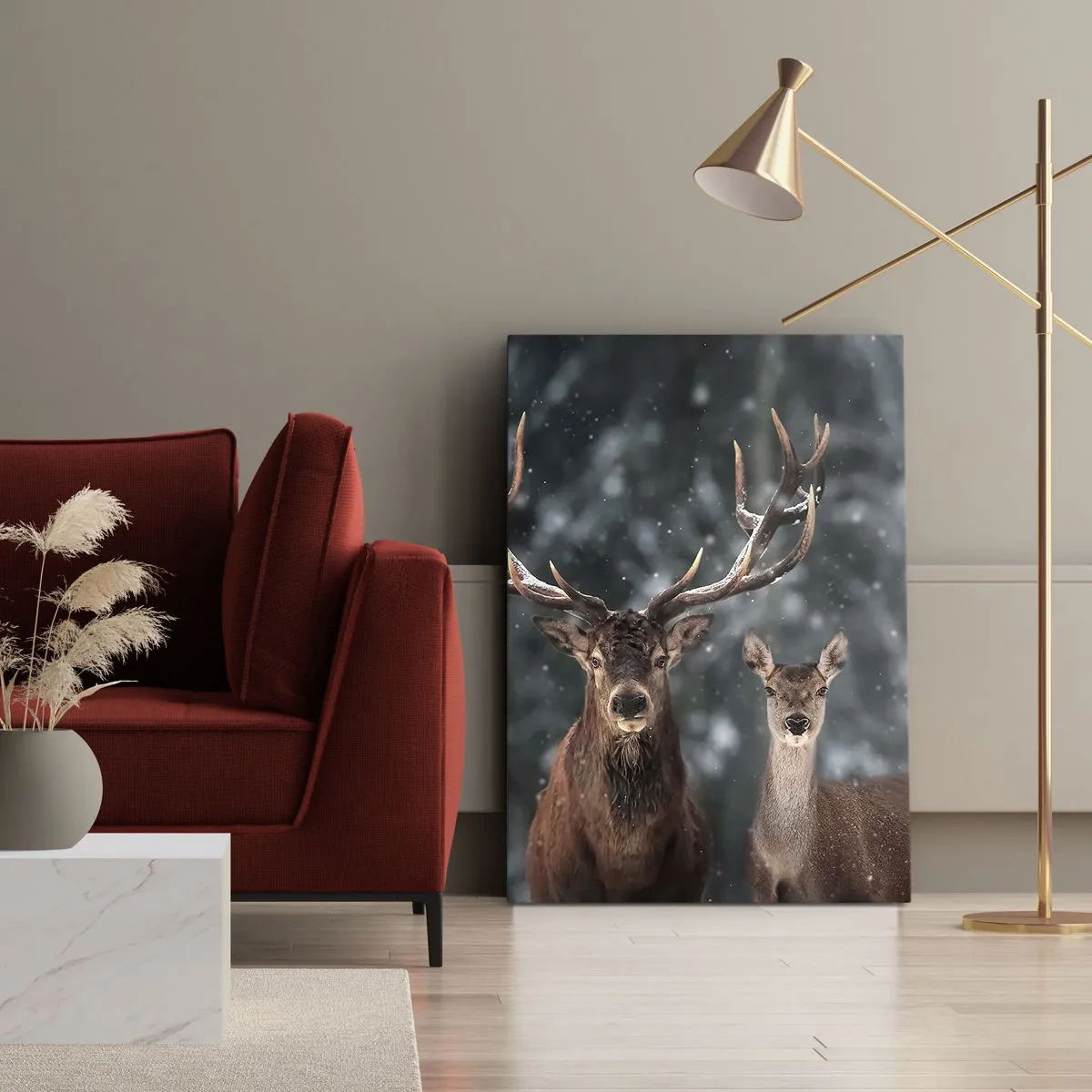Tablou pe pânză - Stăpânul pădurii și soția sa - 45x80 cm