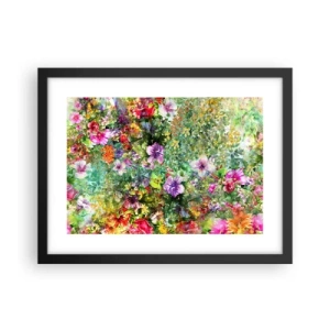 Poster în ramă neagră - Să ne pierdem în flori - 40x30 cm