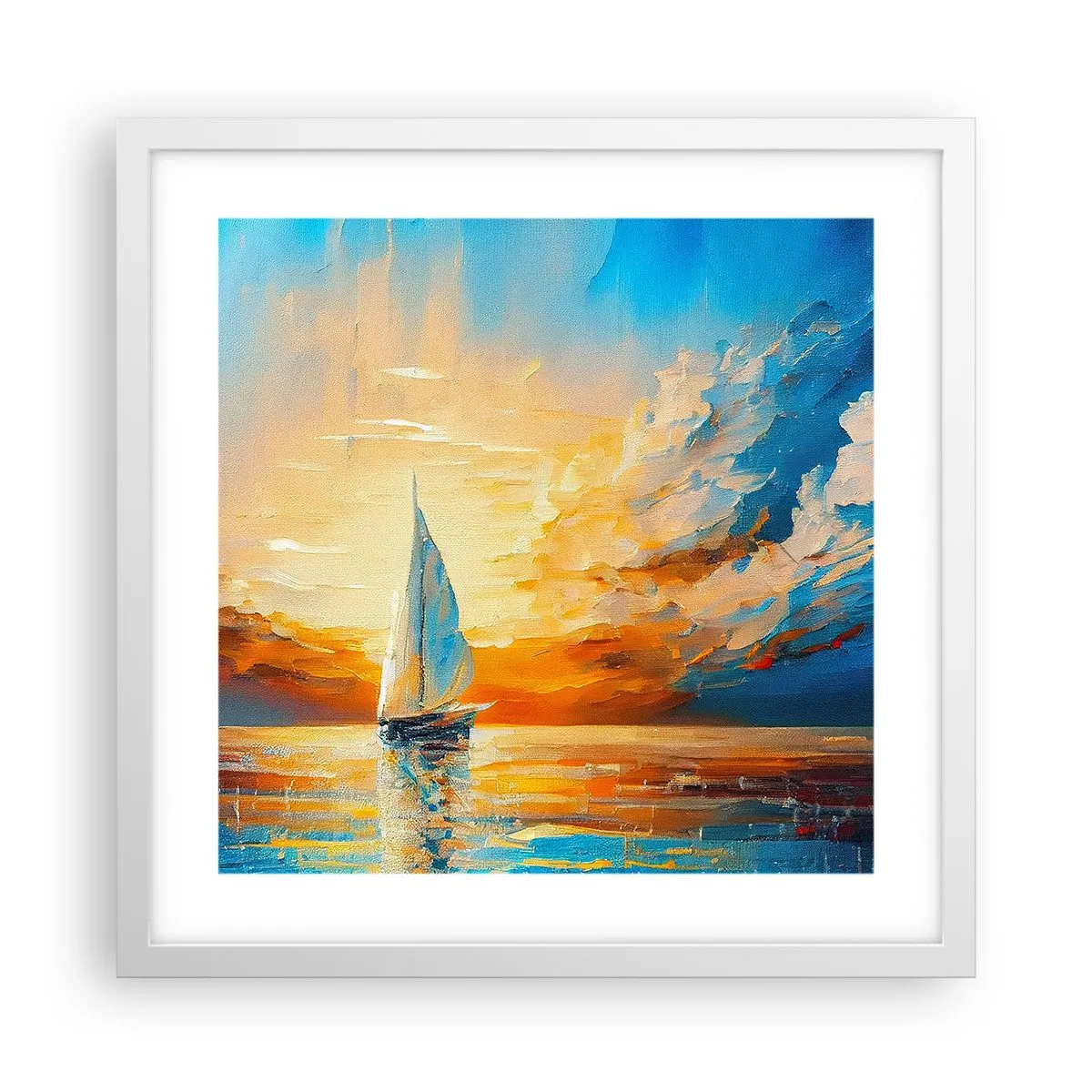 Poster în ramă albă - Navigare prin aur - 40x40 cm