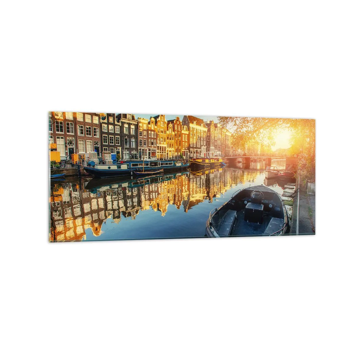 Tablou pe sticlă - Dimineața în Amsterdam - 120x50 cm