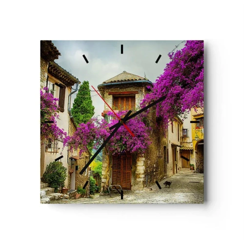 Ceas de perete - Ceas pe sticlă - Sub un baldachin floral - 30x30 cm