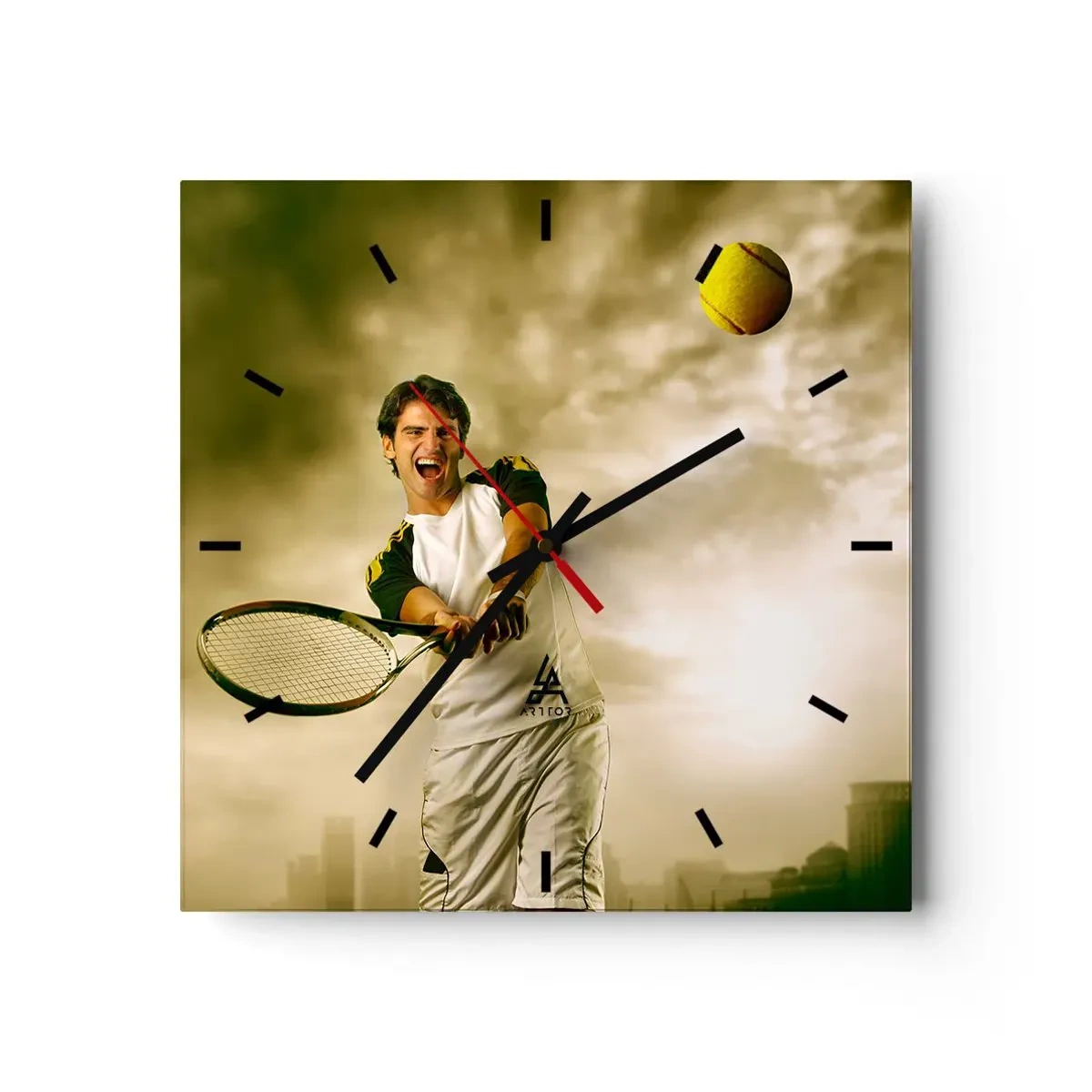 Ceas de perete - Ceas pe sticlă - Energie și bucurie - 30x30 cm