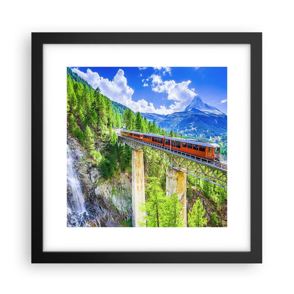 Poster în ramă neagră - Calea ferată din Alpi - 30x30 cm