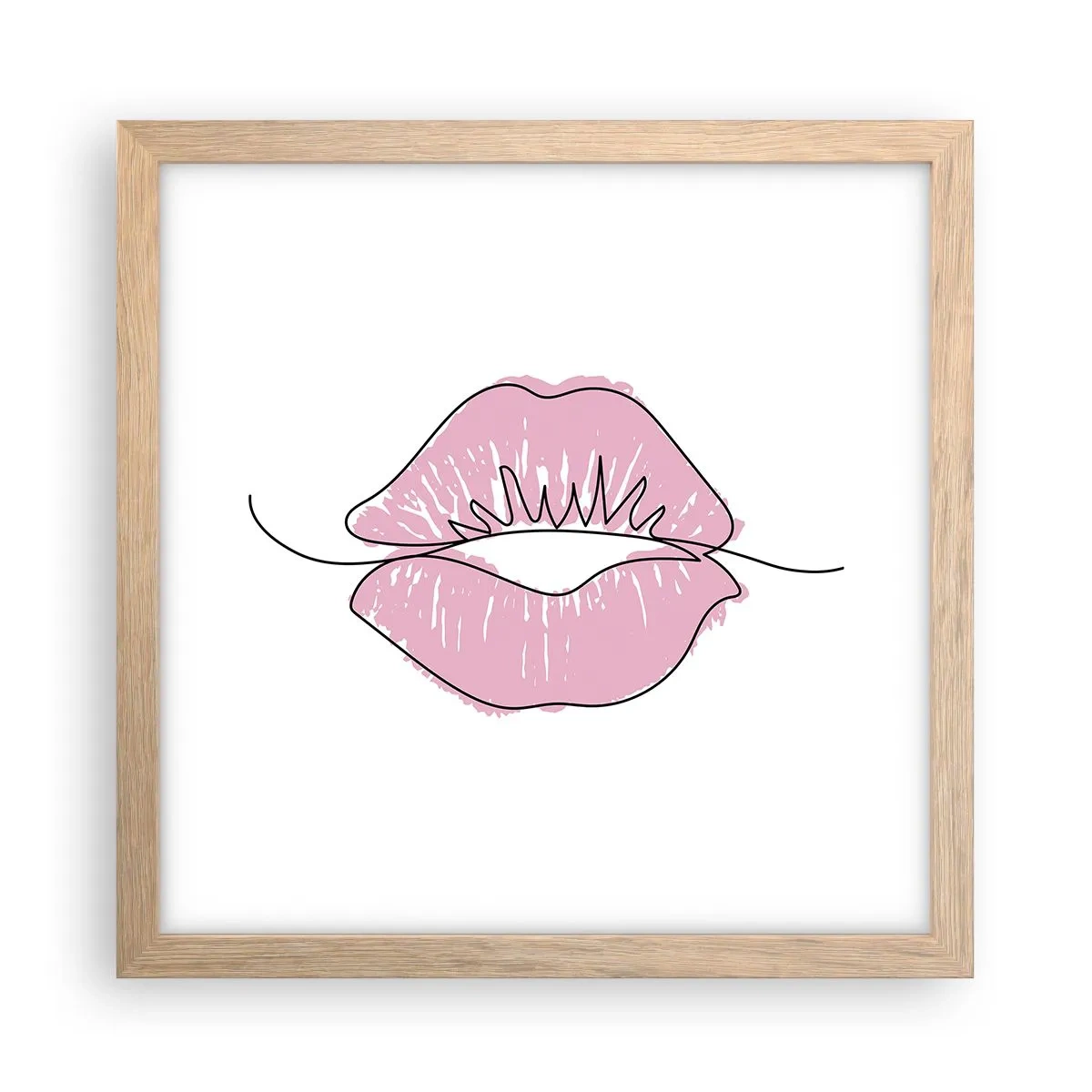 Poster în ramă de stejar deschis - Vrei un sărut? - 30x30 cm