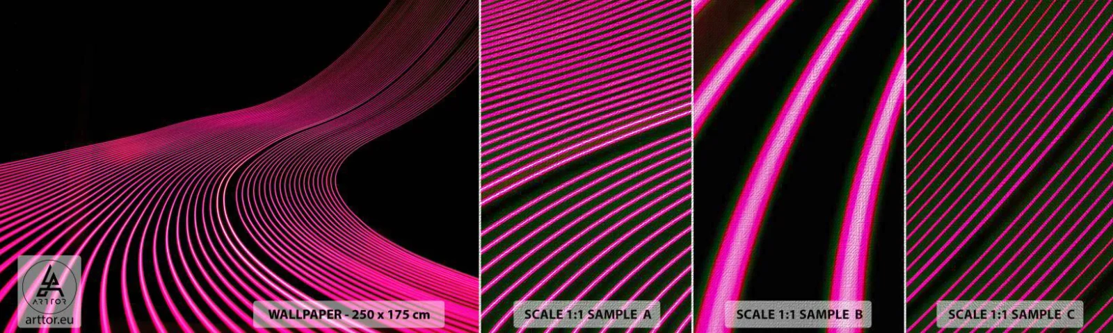 Mostră tapet Premium Canvas - Bulevardul de lumină - Linii, Modern, Neon - 100x30 cm