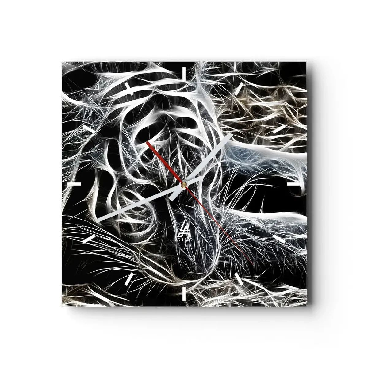 Ceas de perete - Ceas pe sticlă - Un studiu al lejerității felinelor - 40x40 cm