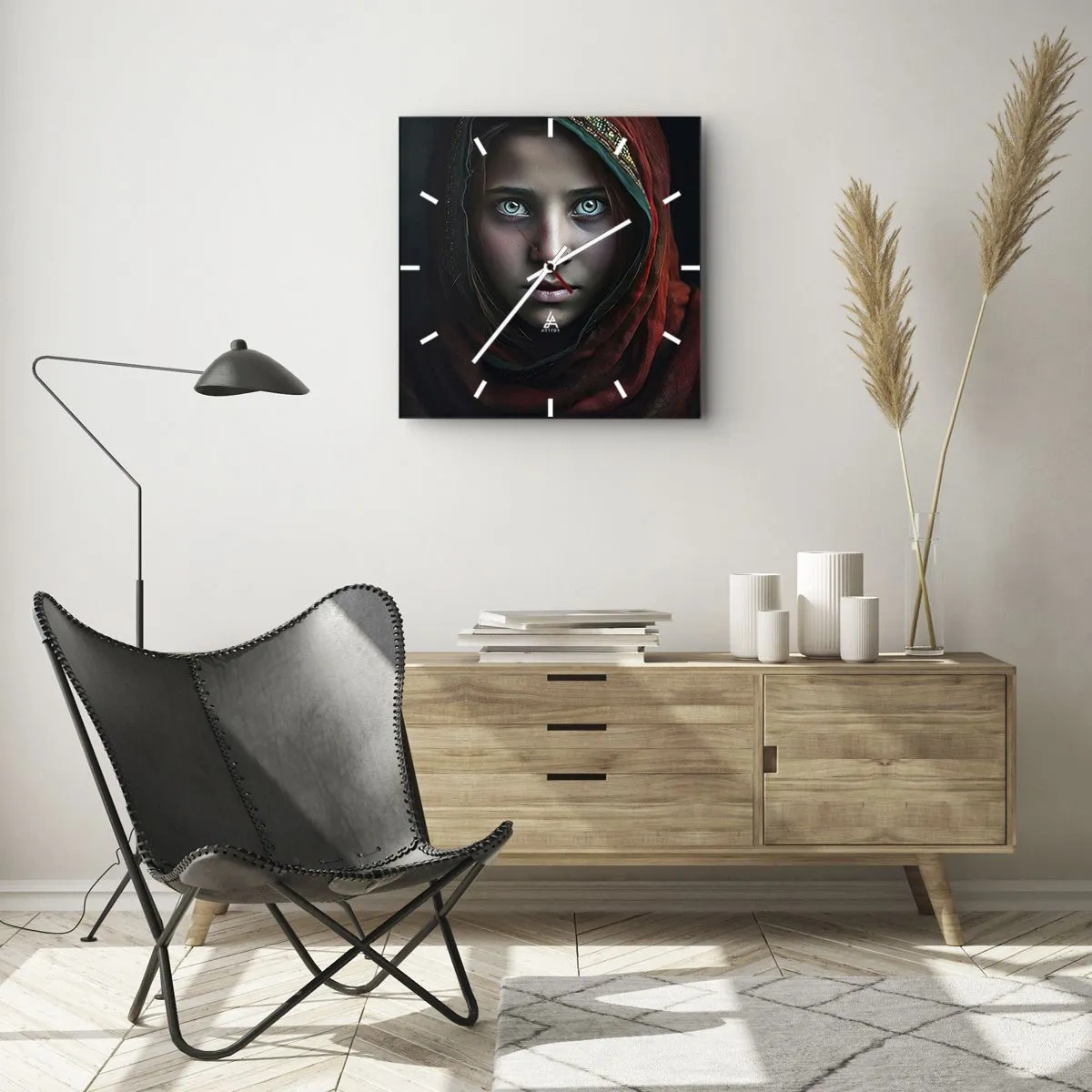Ceas de perete - Ceas pe sticlă - Prințesa orientală - 40x40 cm