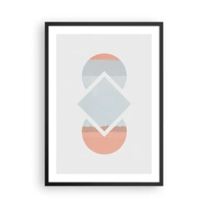 Poster în ramă neagră - O compoziție abstractă de forme geometrice și culori pastelate. - 50x70cm - Situația este clară - Decorațiune modernă pentru perete pentru living și dormitor ARTTOR