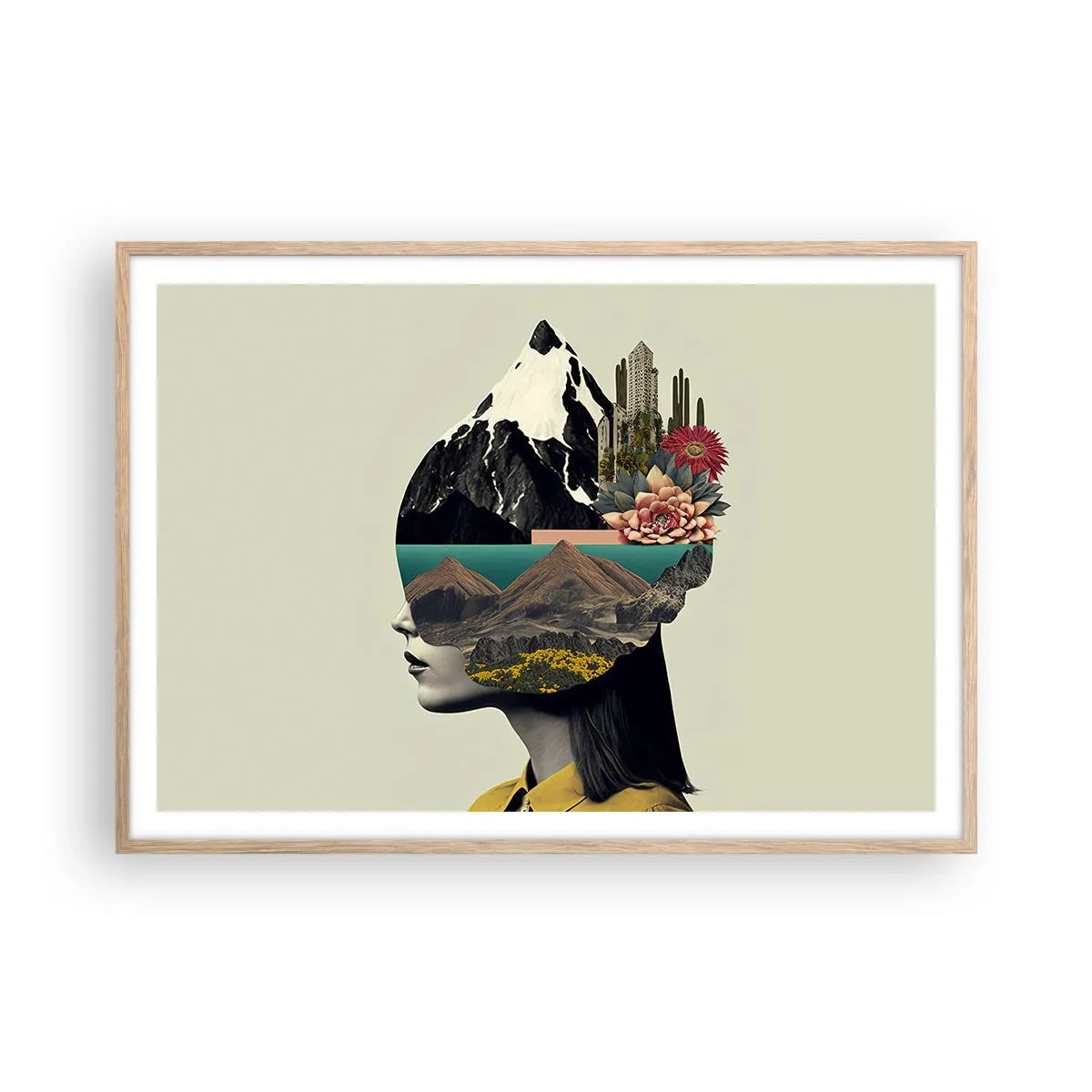 Poster în ramă de stejar deschis - Femeia - întotdeauna un mister - 100x70 cm