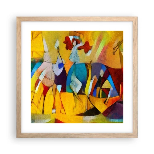 Poster în ramă de stejar deschis - Soare - viață - bucurie - 40x40 cm