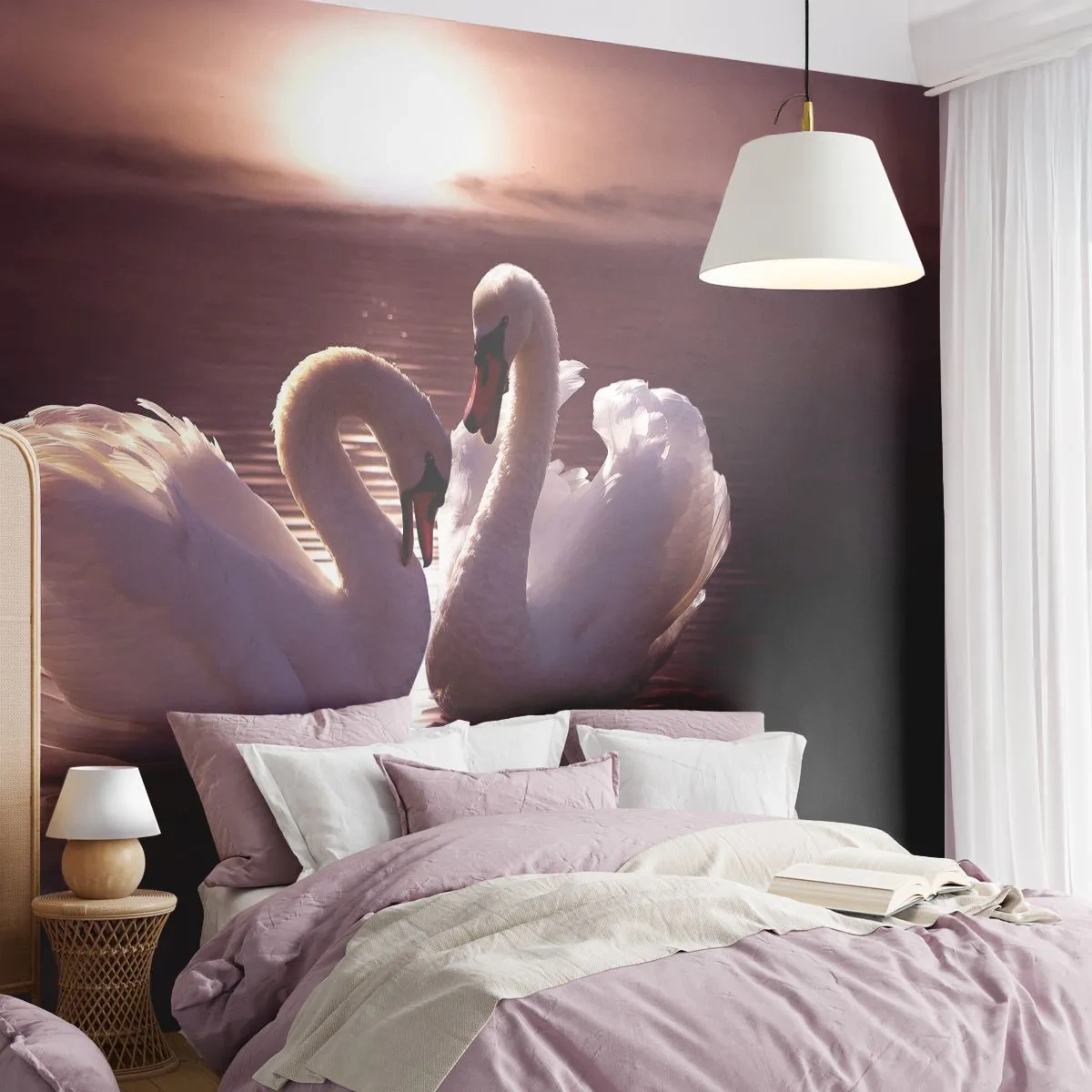 Tapet Premium Sand - Până când moartea ne va despărți - Animale, Peisaj, Lebedele - 350x256 cm