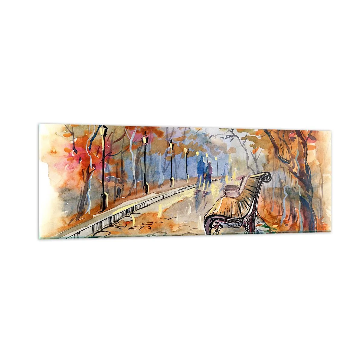 Tablou pe sticlă - Pășim împreună în toamnă - 90x30 cm