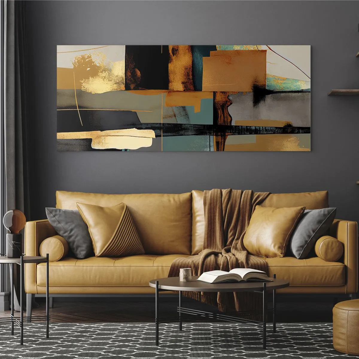 Tablou pe sticlă - Abstracția - lumină și umbră - 120x50 cm