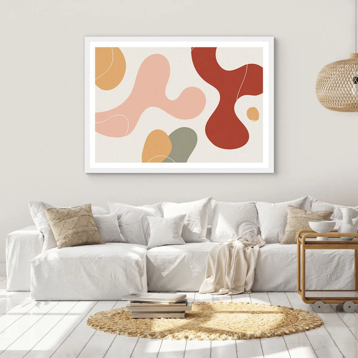 Poster în ramă albă - Pete colorate? - 100x70 cm