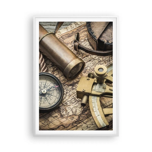 Poster în ramă albă - Stabilește cursul - 70x100 cm