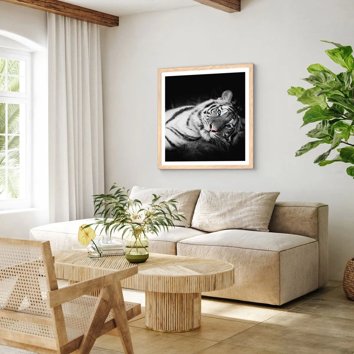 Poster în ramă de stejar deschis - Sălbăticie și pace - 40x40 cm