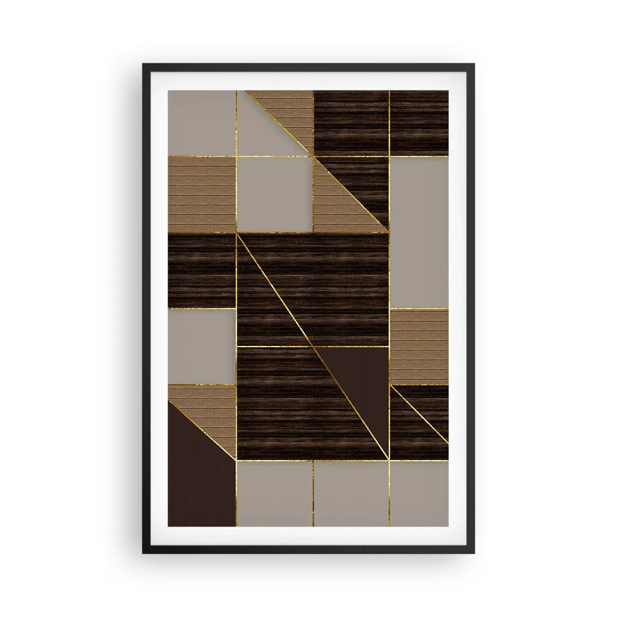 Poster în ramă neagră - Un mozaic de maro și auriu - 61x91 cm