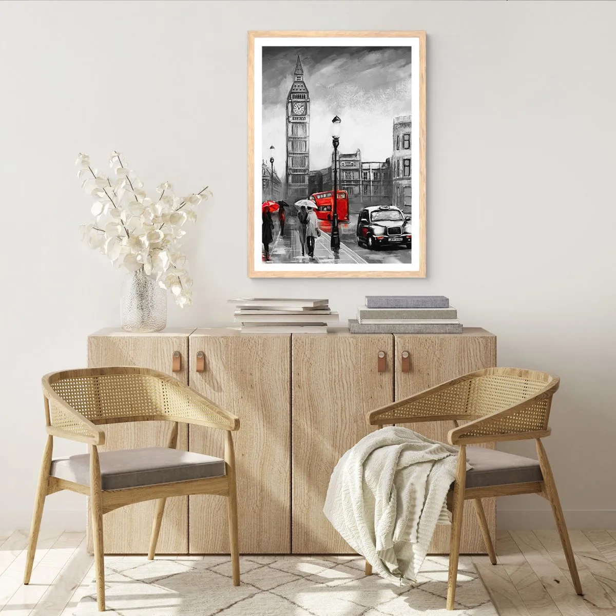 Poster în ramă de stejar deschis - Nu este deloc un oraș gri - 70x100 cm