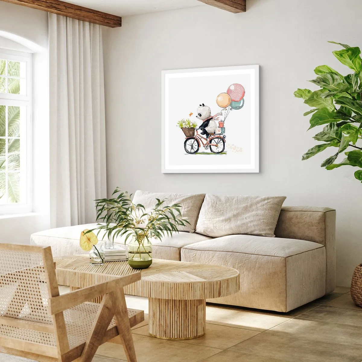 Poster în ramă albă - O zi fericită - 40x40 cm