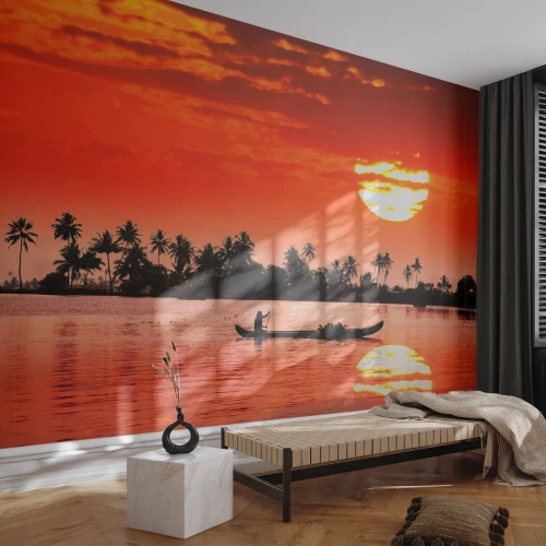 Tapet Premium Sand - Liniștea tropicelor la apus de soare - Peisaj, India, Apus de soare - 350x256 cm