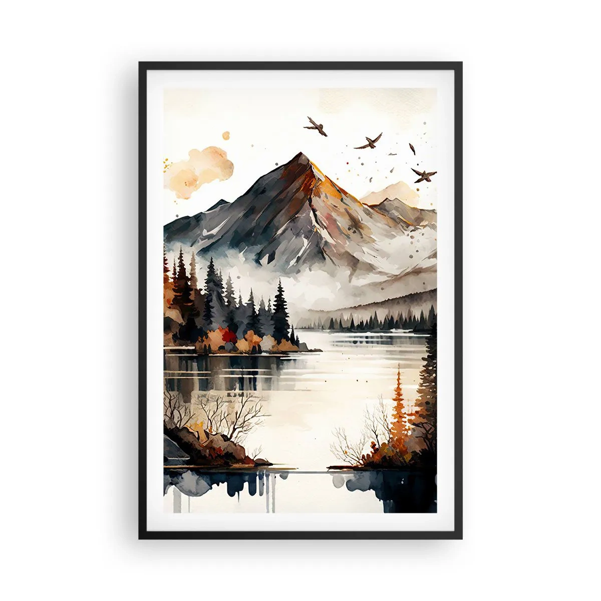 Poster în ramă neagră - Toamna de aur în munți - 61x91 cm