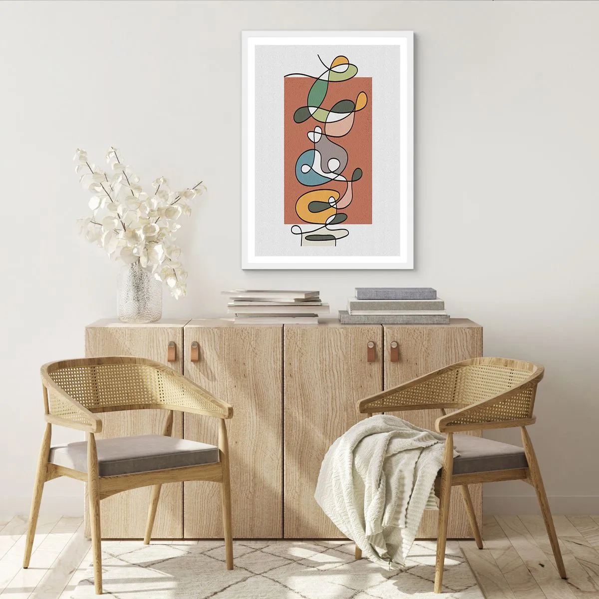 Poster în ramă albă - Abstracție: un dans colorat - 70x100 cm