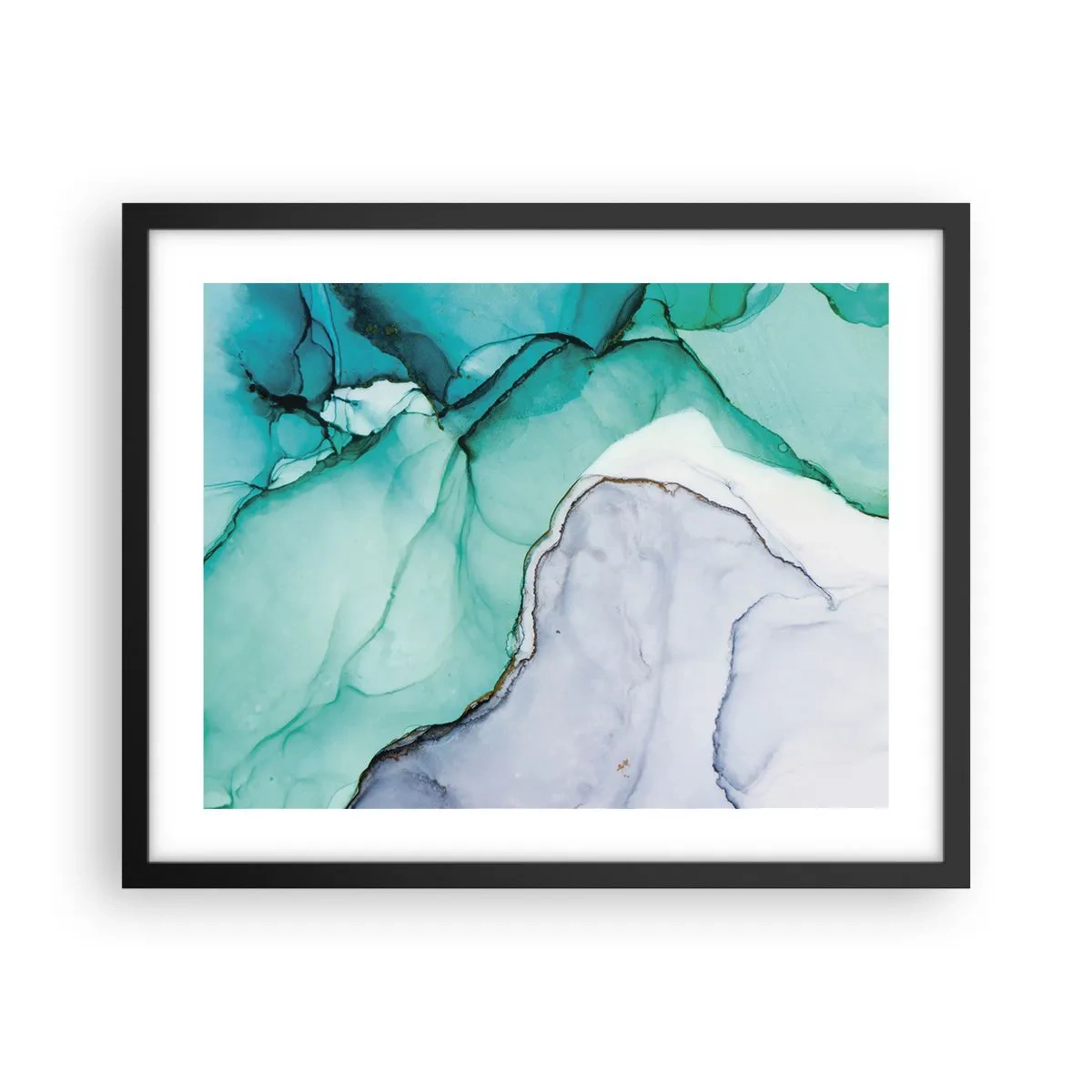 Poster în ramă neagră - Studiu în turcoaz - 50x40 cm
