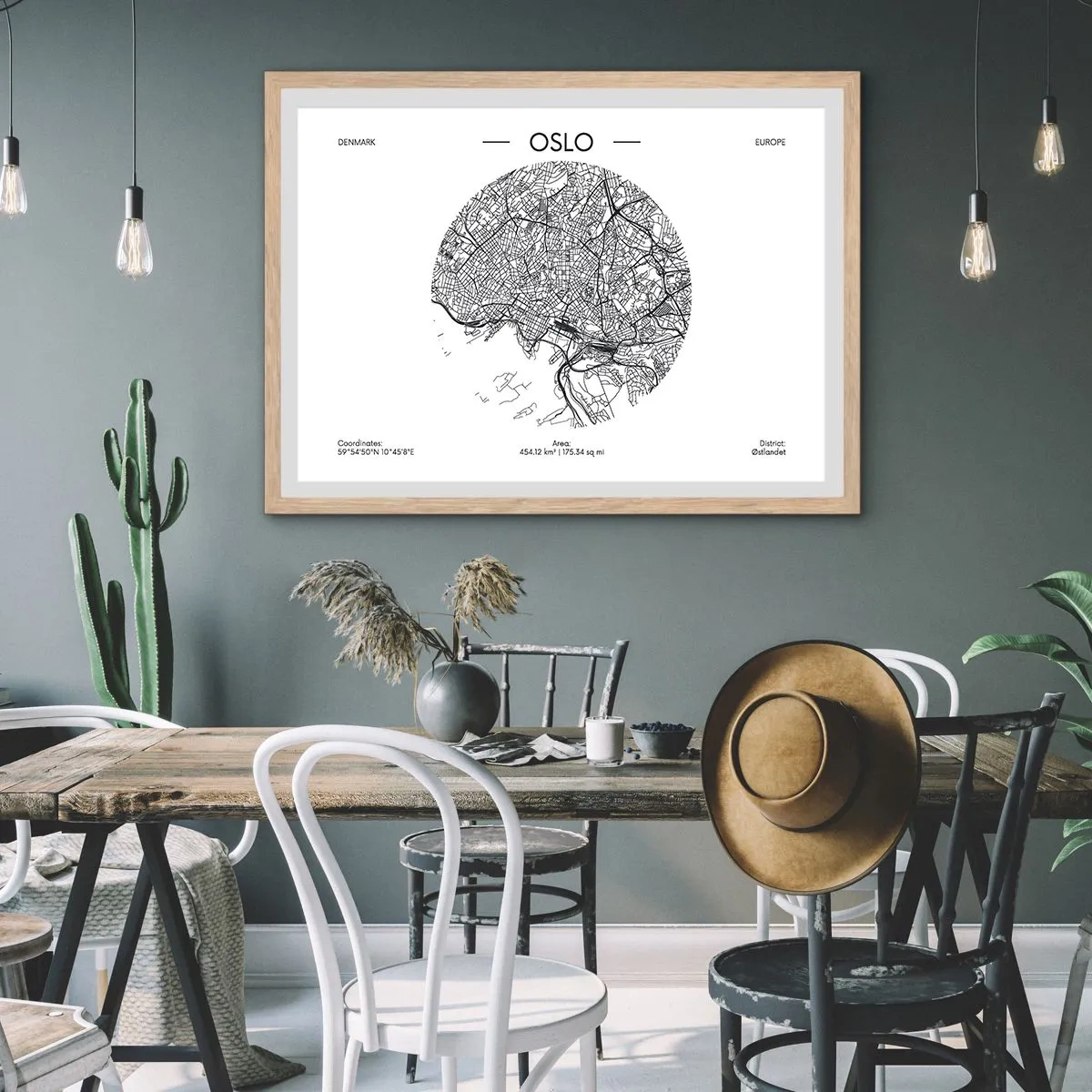 Poster în ramă de stejar deschis - Anatomia Oslo - 40x30 cm