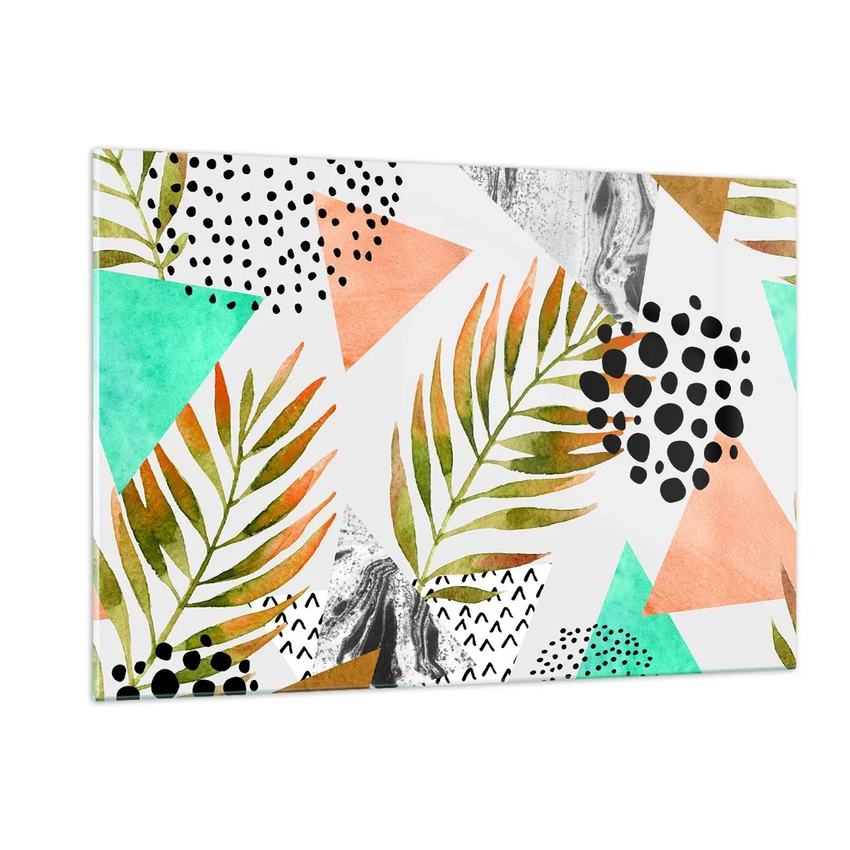 Tablou pe sticlă - Decorațiuni cu frunze de palmier - 120x80 cm