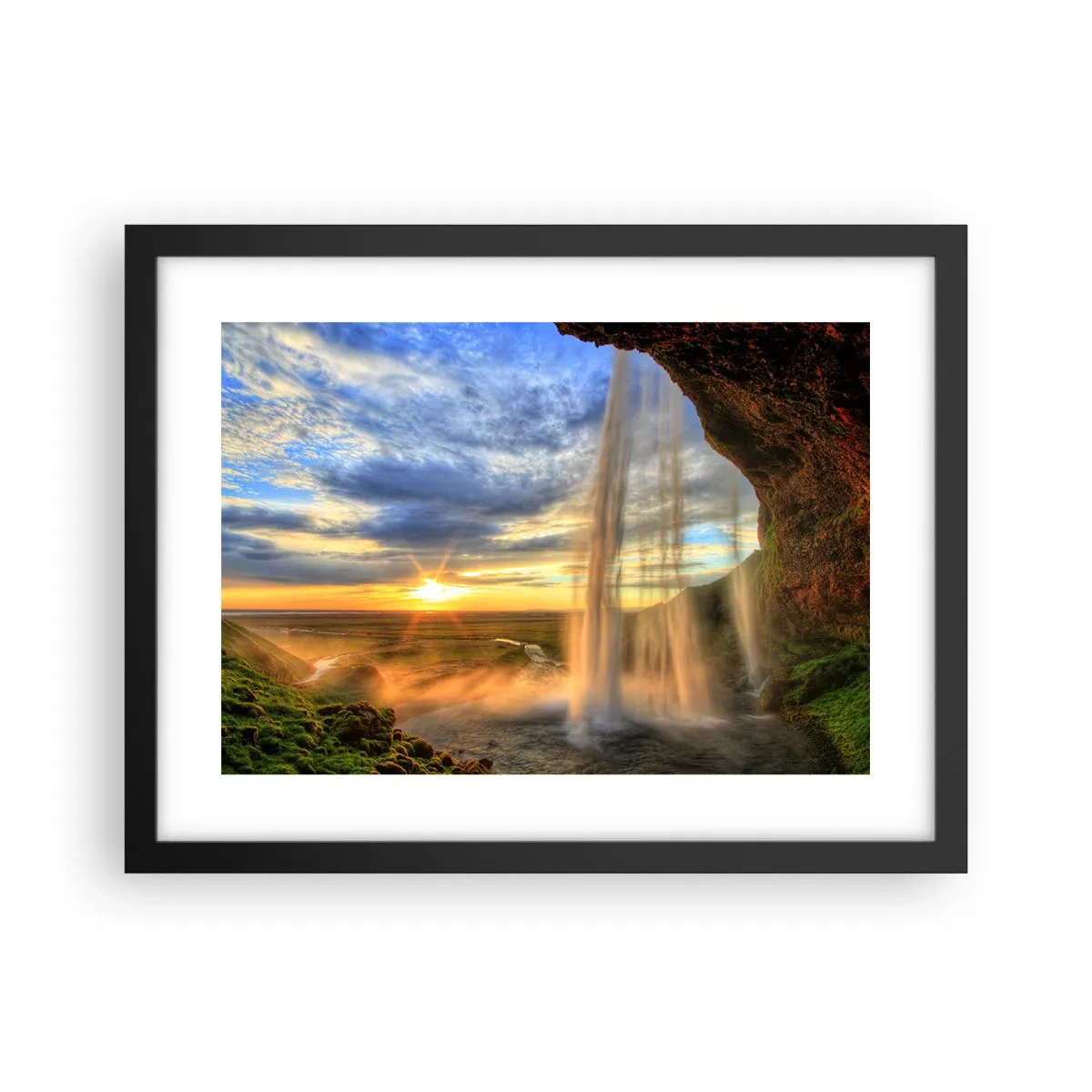 Poster în ramă neagră - Lumea din spatele vălului de picături - 40x30 cm