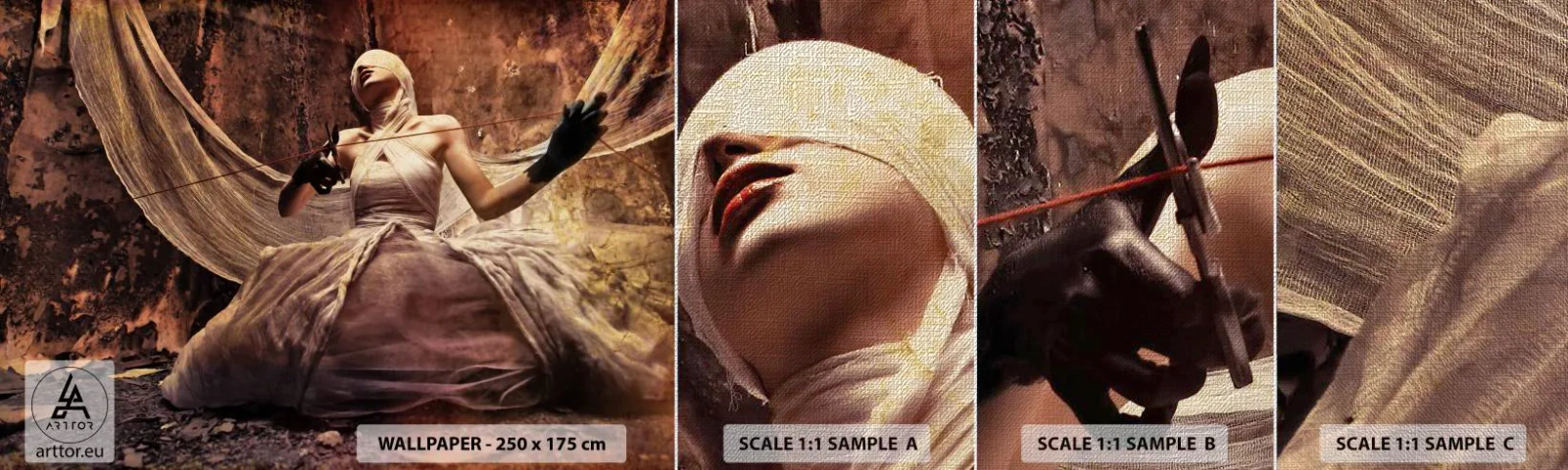 Mostră tapet Premium Canvas - Zeița destinului - Teatru, Bucată, Om - 100x30 cm