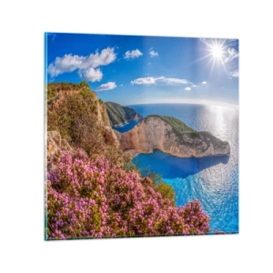 Tablou pe sticlă - Marea mea vacanță grecească - 30x30 cm