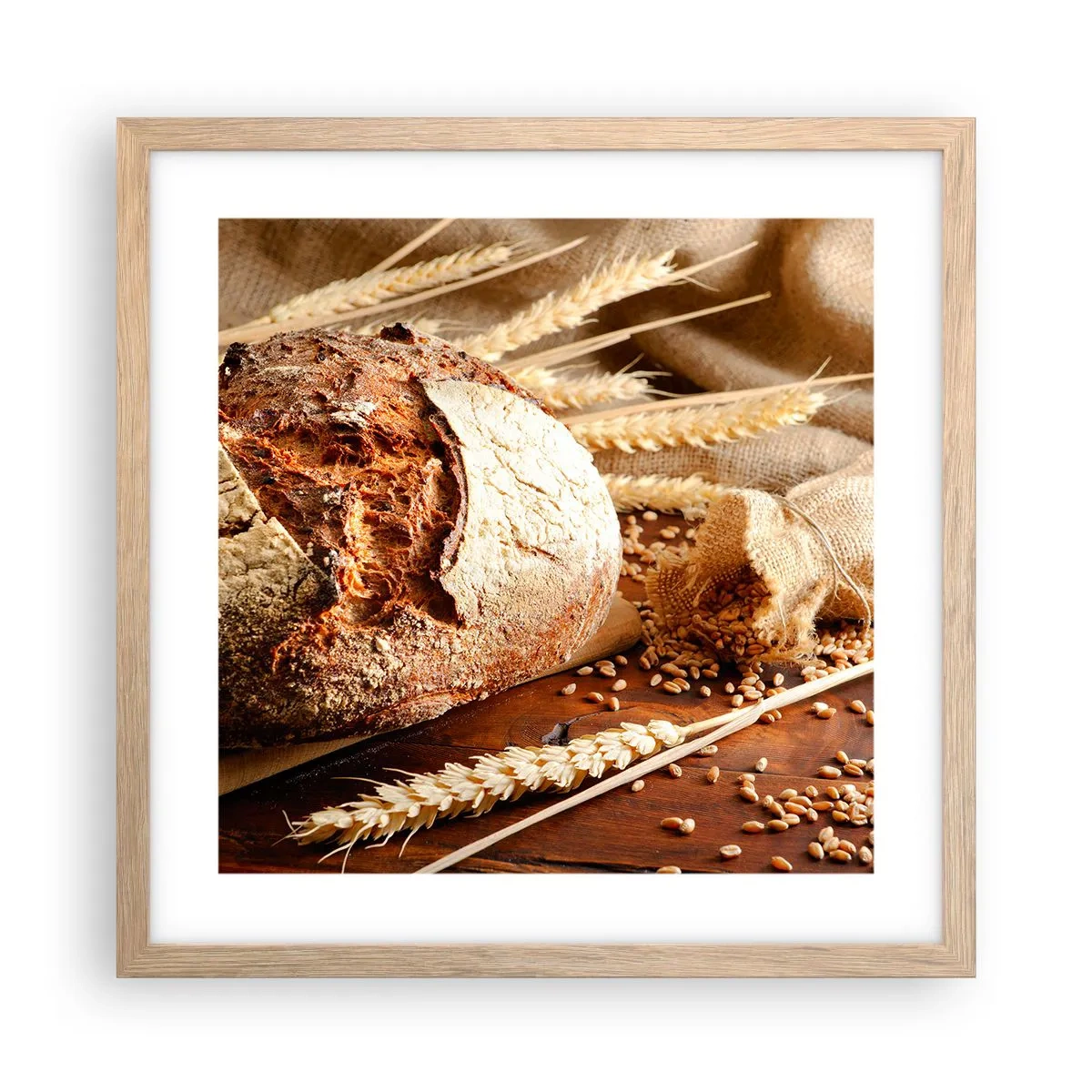Poster în ramă de stejar deschis - Apetisantă, parfumată, crocantă - 40x40 cm