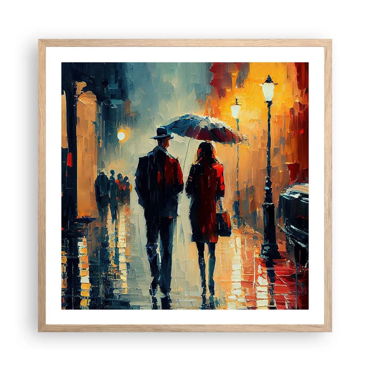 Poster în ramă de stejar deschis - Poveste de dragoste urbană - 60x60 cm