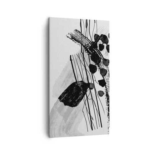 Tablou pe pânză - Abstracție organică în negru și alb - 45x80 cm