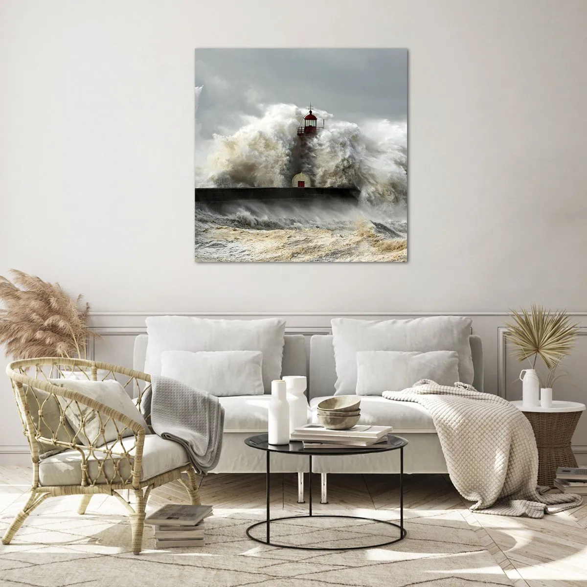 Tablou pe sticlă - Mânia oceanului - 60x60 cm