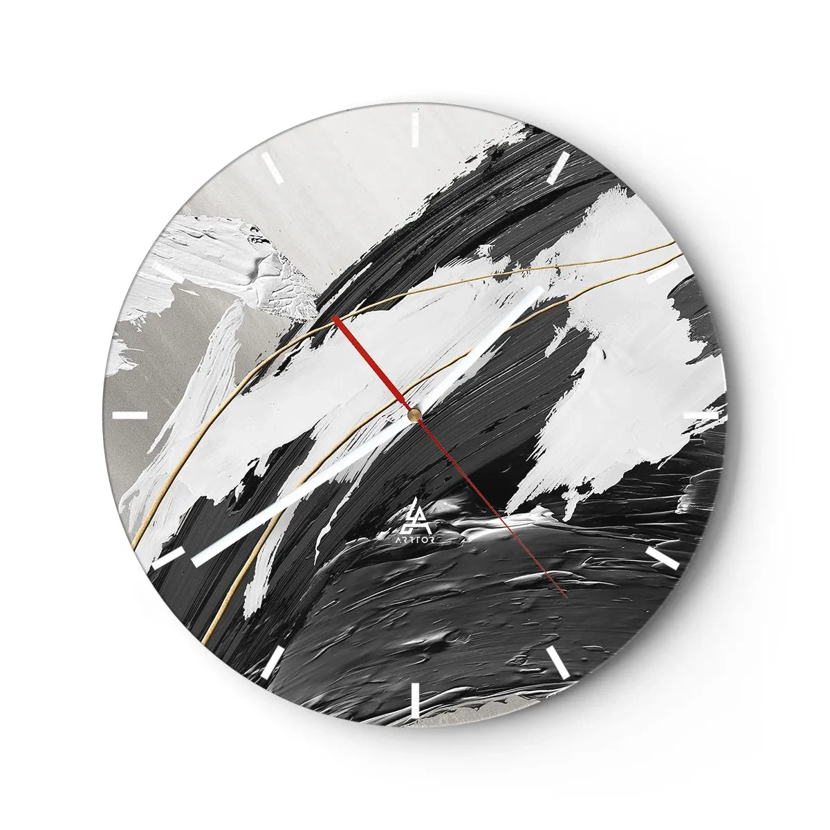 Ceas de perete - Ceas pe sticlă - Abstracție cu fler - 40x40 cm